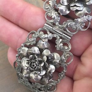 Massive sterling silver floral bracelet